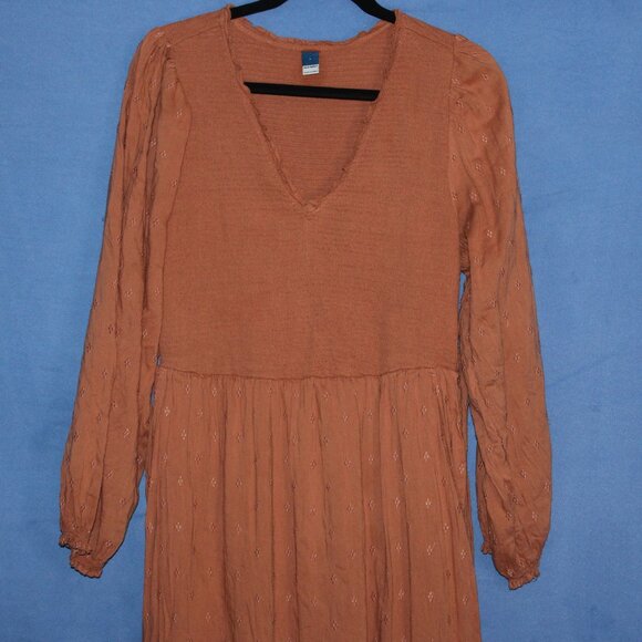 Old Navy Babydoll V-Neck Maxi Dress Brown Large - Picture 3 of 8